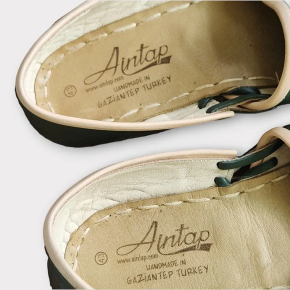 Aintap Womens Leather Flats Size EU 43 US 12 Moccasin Ballet Flats Green - Picture 4 of 5